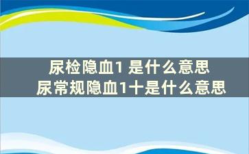 尿检隐血1 是什么意思 尿常规隐血1十是什么意思